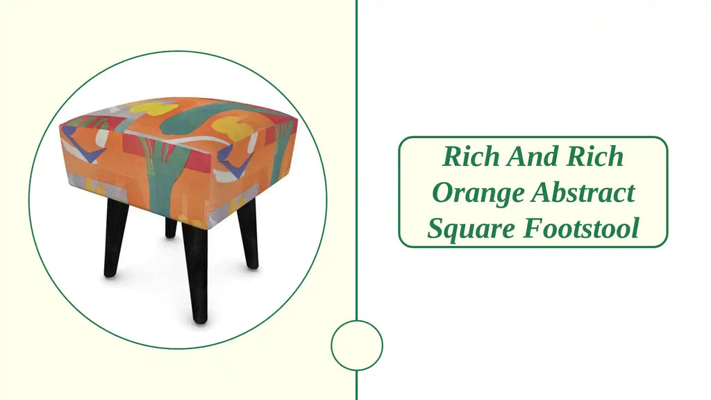 Rich and Rich Orange Abstract Square Footstool by@Outfy