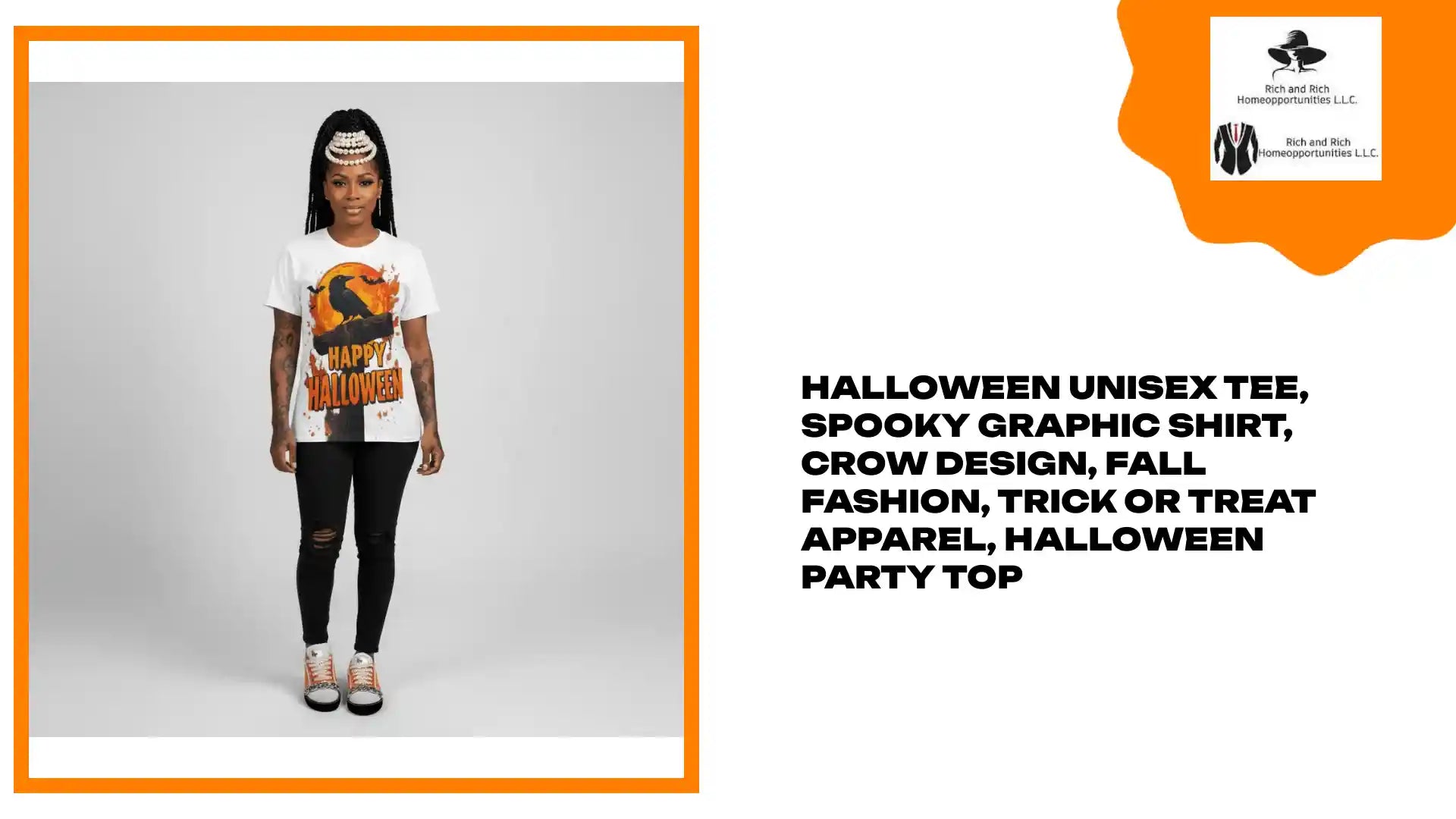 Halloween Unisex Tee, Spooky Graphic Shirt, Crow Design, Fall Fashion, Trick or Treat Apparel, Halloween Party Top by@Outfy
