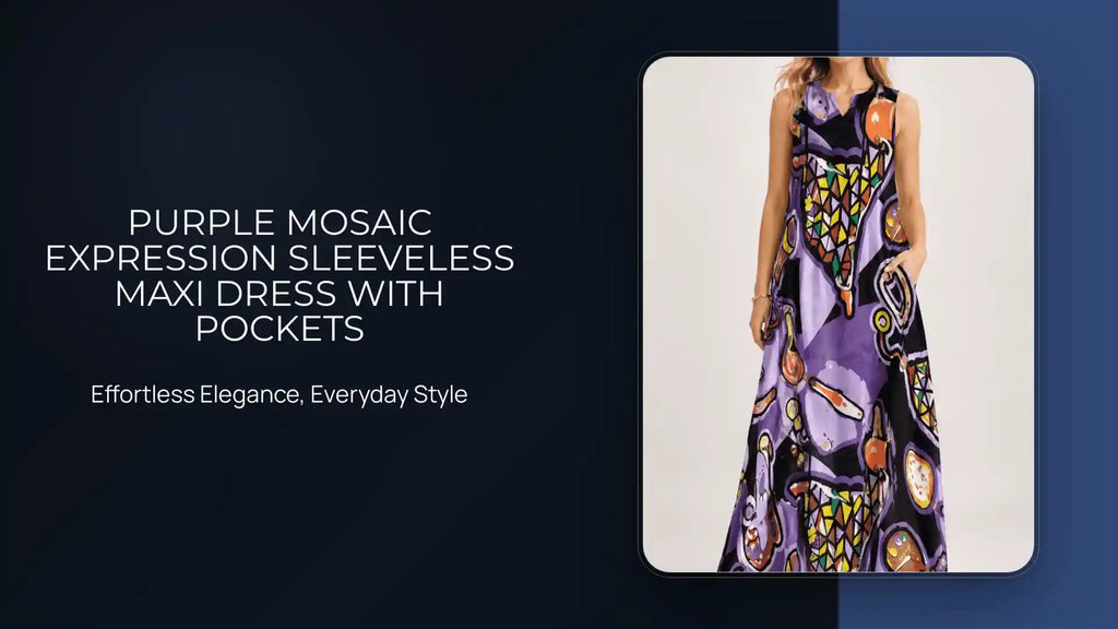 Purple Mosaic Expression Sleeveless Maxi Dress with Pockets by@Outfy