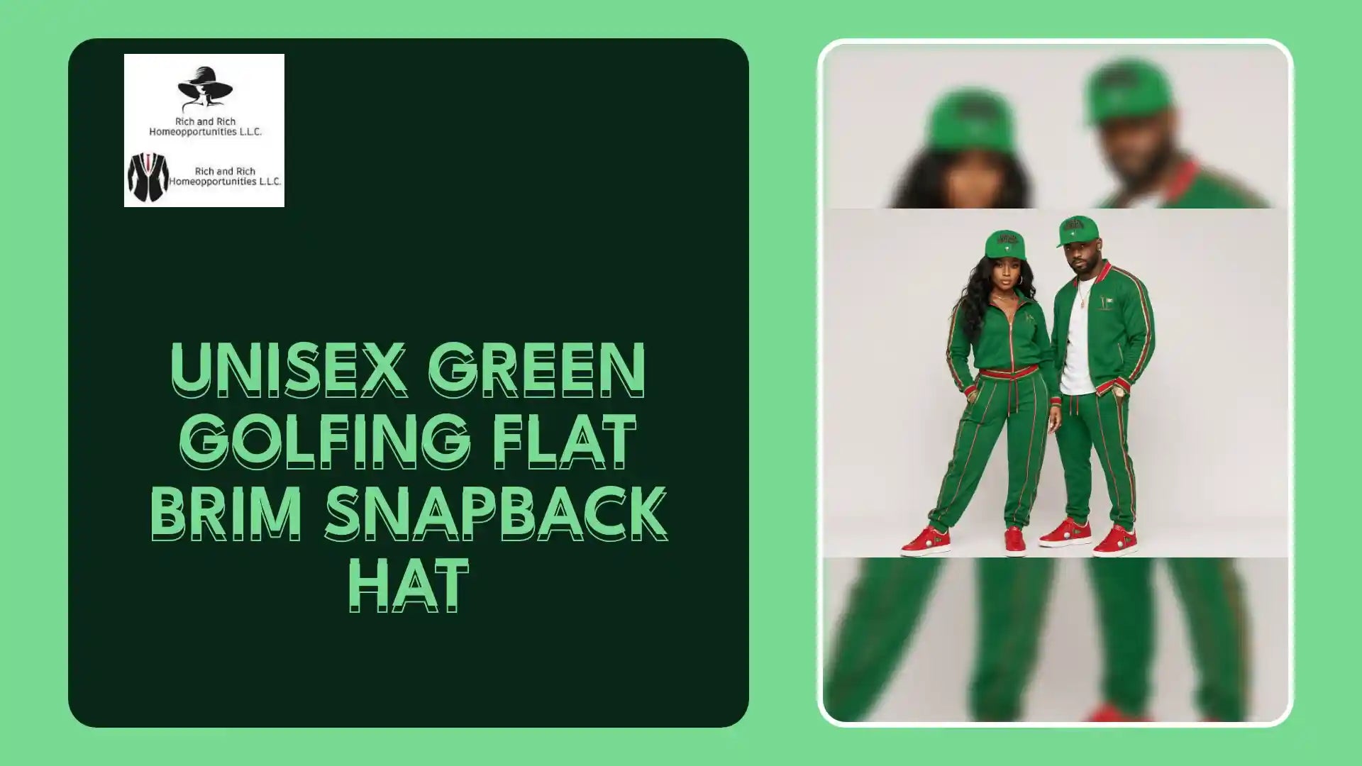Unisex Green Golfing Flat Brim Snapback Hat by@Outfy