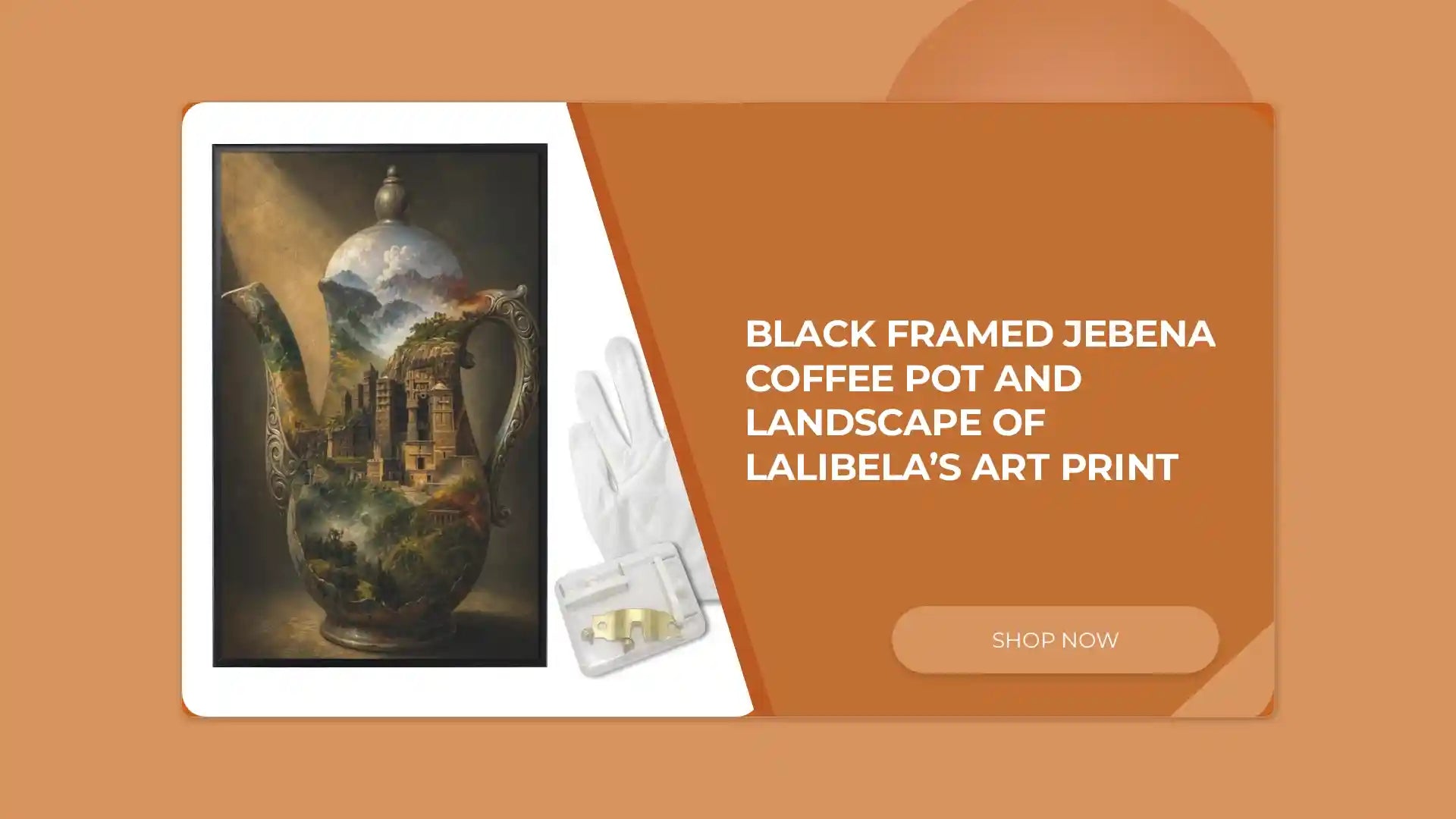 Black Framed Jebena Coffee Pot and Landscape of Lalibela&rsquo;s Art Print by@Outfy
