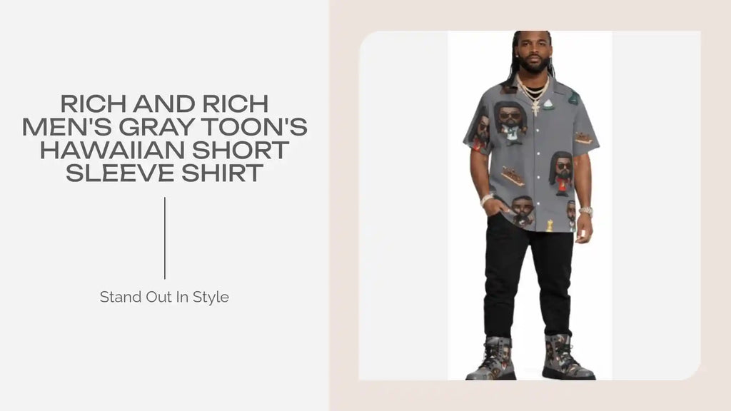 Rich and Rich Men's Gray Toon's Hawaiian Short Sleeve Shirt by@Outfy