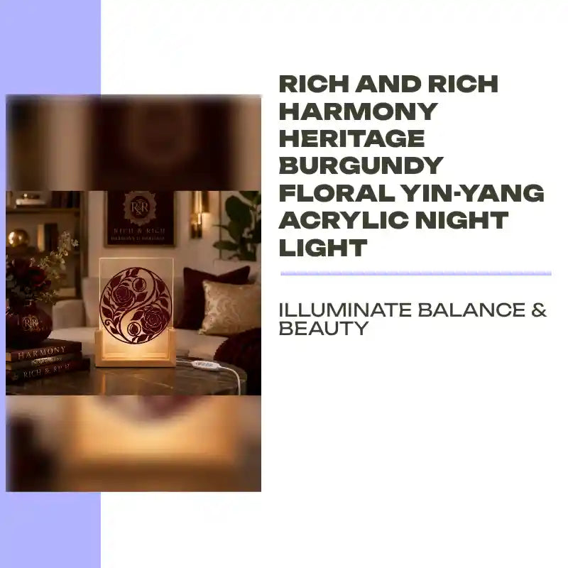 Rich and Rich Harmony Heritage Burgundy Floral Yin-Yang Acrylic Night Light by@Outfy