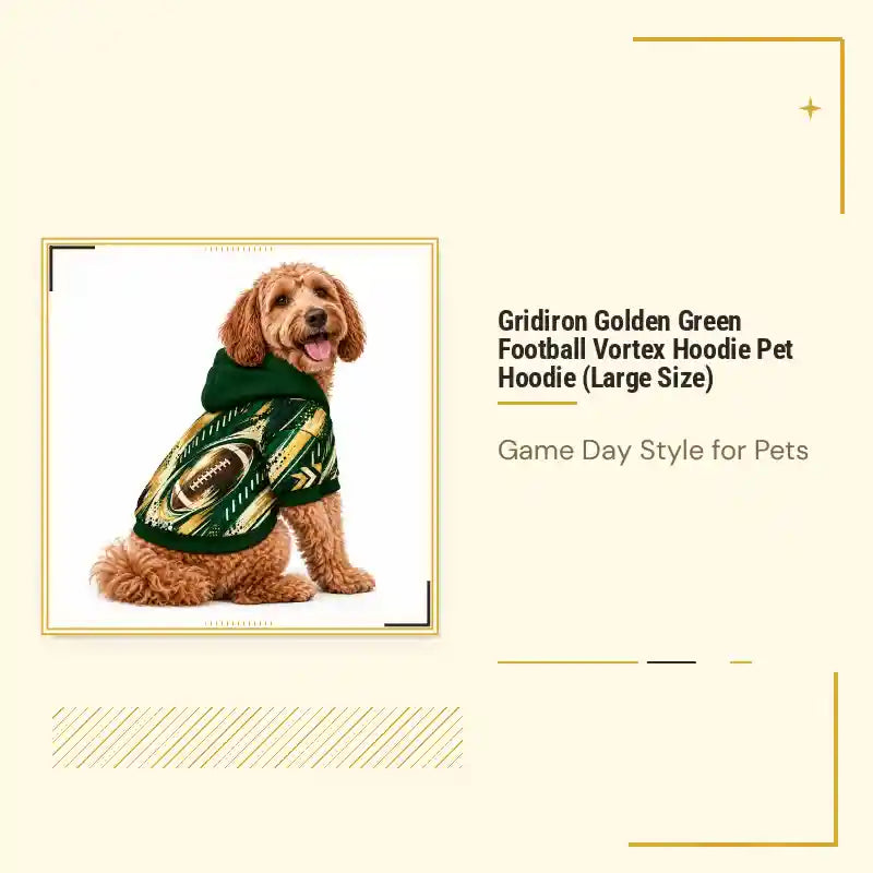 Gridiron Golden Green Football Vortex Hoodie Pet Hoodie (Large Size) by@Outfy