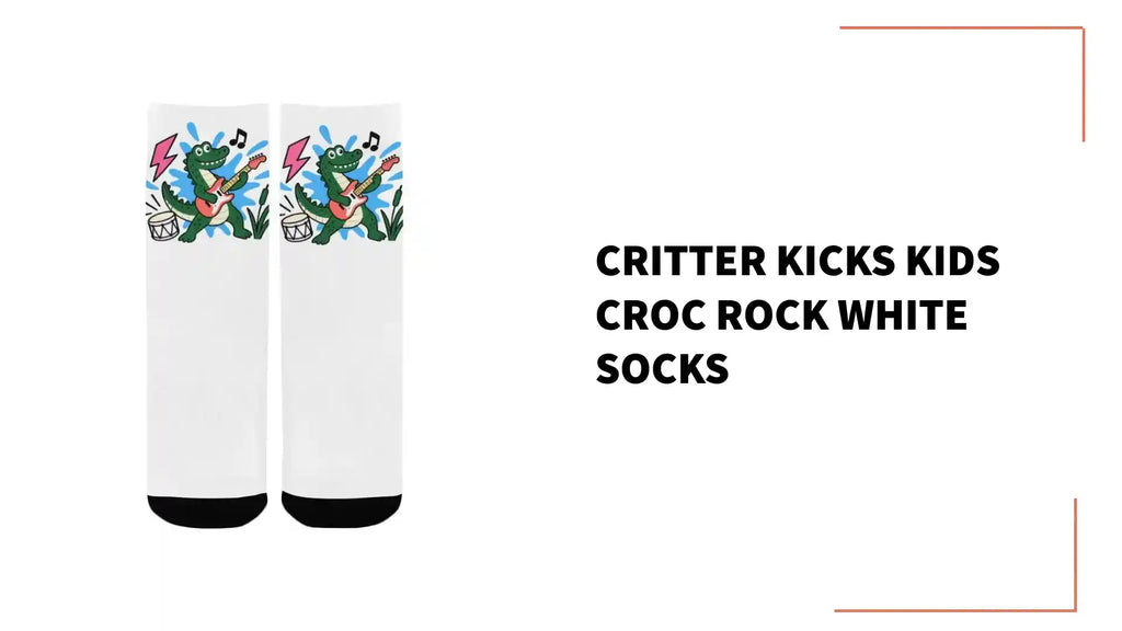 Critter Kicks Kids Croc Rock White Socks by@Outfy