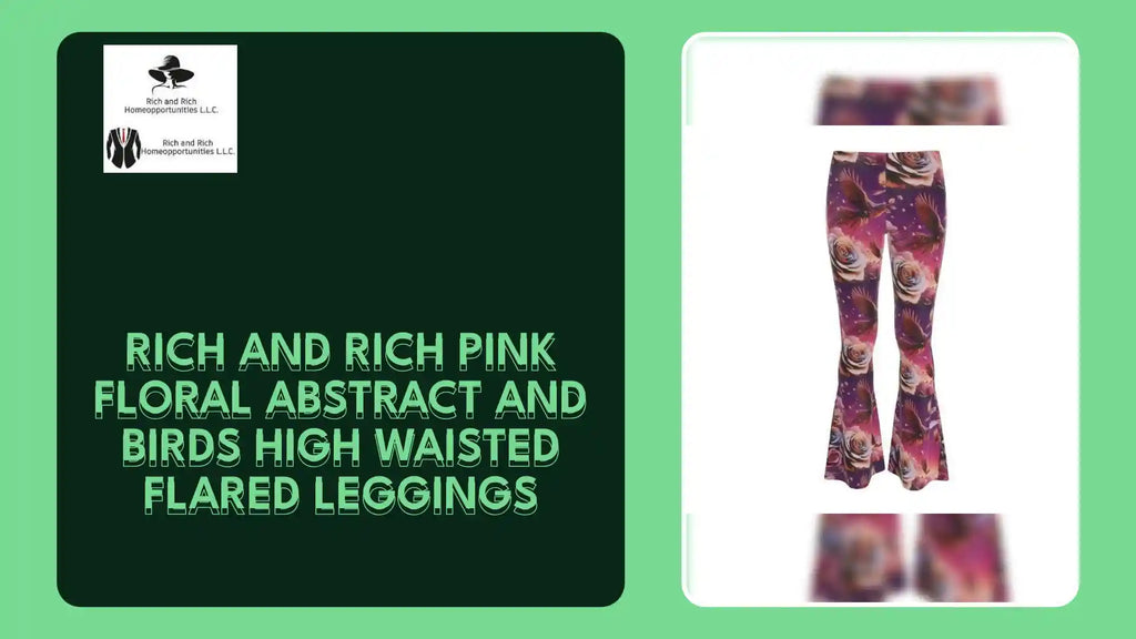 Rich and Rich Pink Floral Abstract and Birds High Waisted Flared Leggings by@Outfy