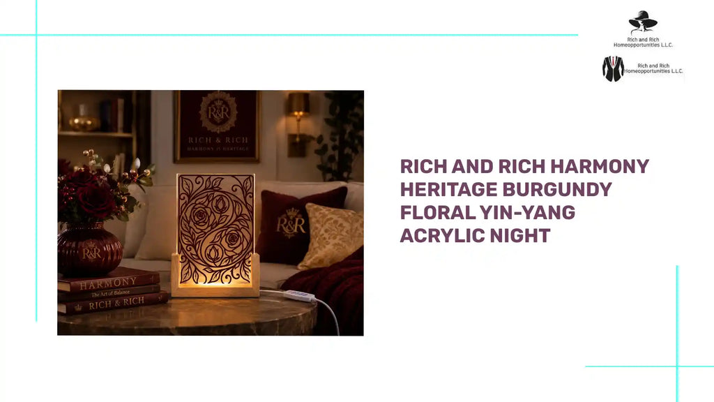 Rich and Rich Harmony Heritage Burgundy Floral Yin-Yang Acrylic Night by@Outfy