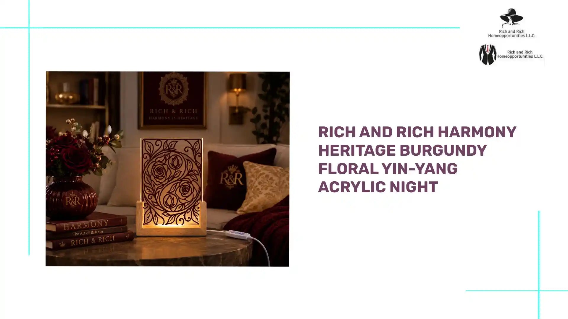 Rich and Rich Harmony Heritage Burgundy Floral Yin-Yang Acrylic Night by@Outfy