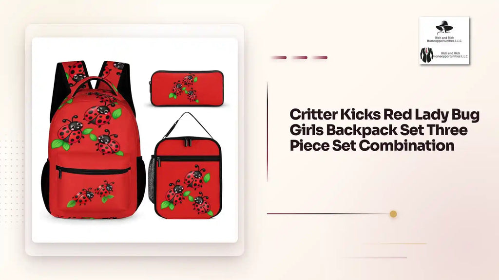 Critter Kicks Red Lady Bug Girls Backpack Set Three Piece Set Combination by@Outfy