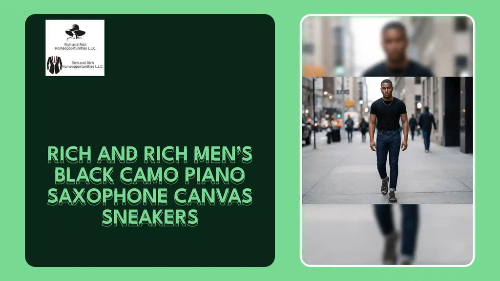 Rich and Rich Men&rsquo;s Black Camo Piano Saxophone Canvas Sneakers by@Outfy