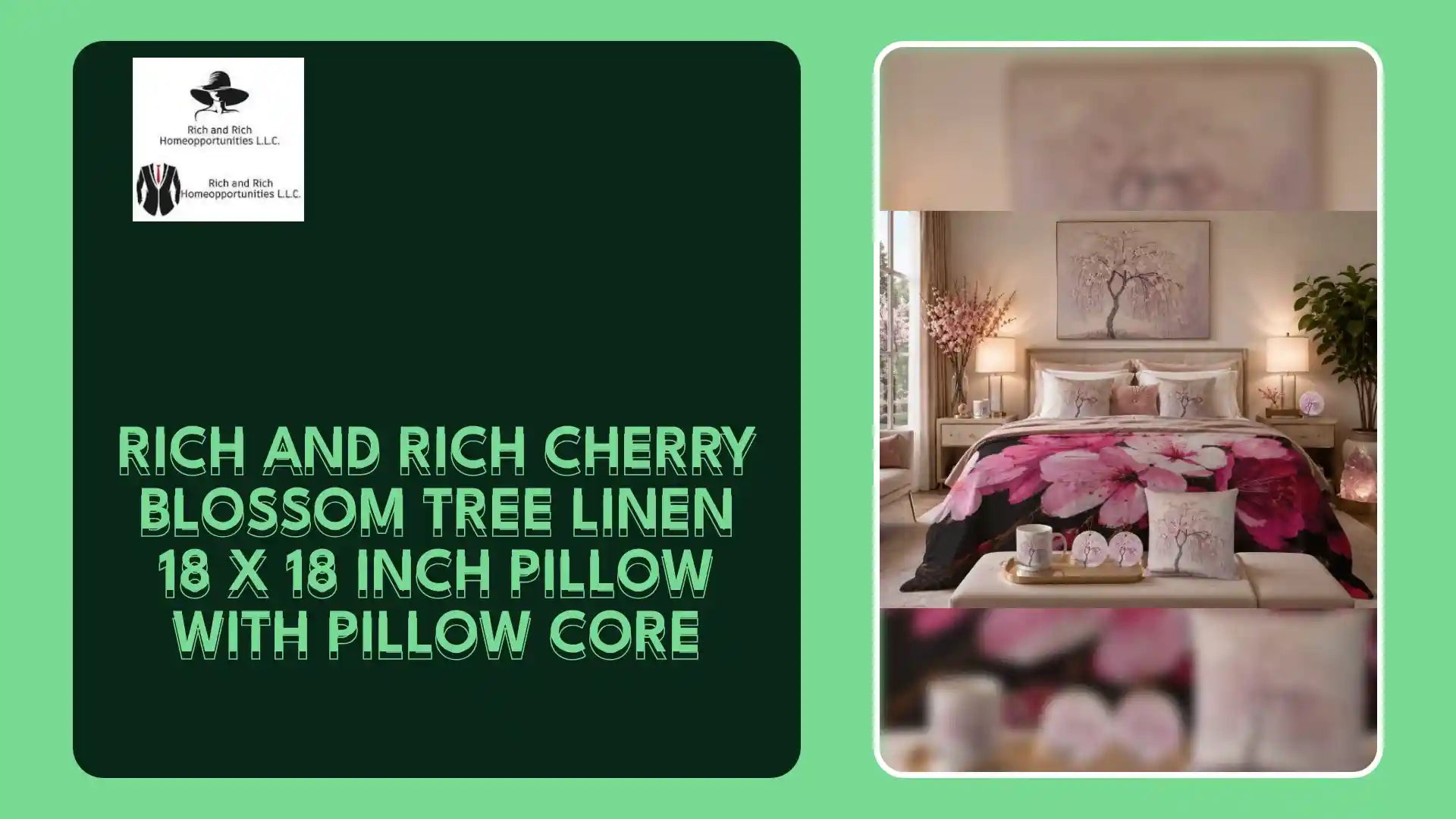 Rich and Rich Cherry Blossom Tree Linen 18 x 18 inch Pillow with Pillow Core by@Outfy
