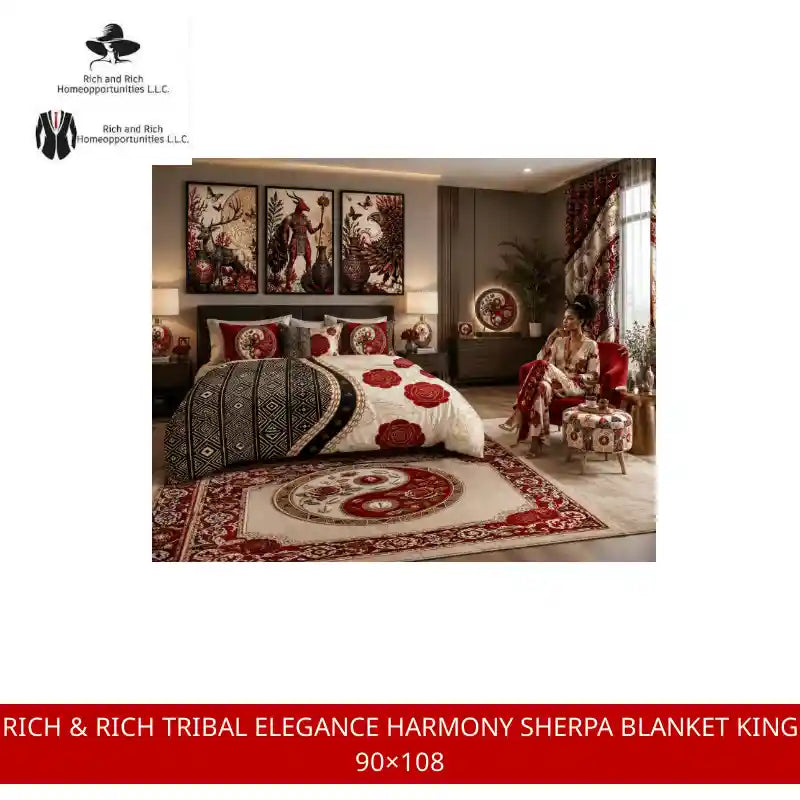 Rich &amp; Rich Tribal Elegance Harmony Sherpa Blanket King 90&times;108 by@Outfy