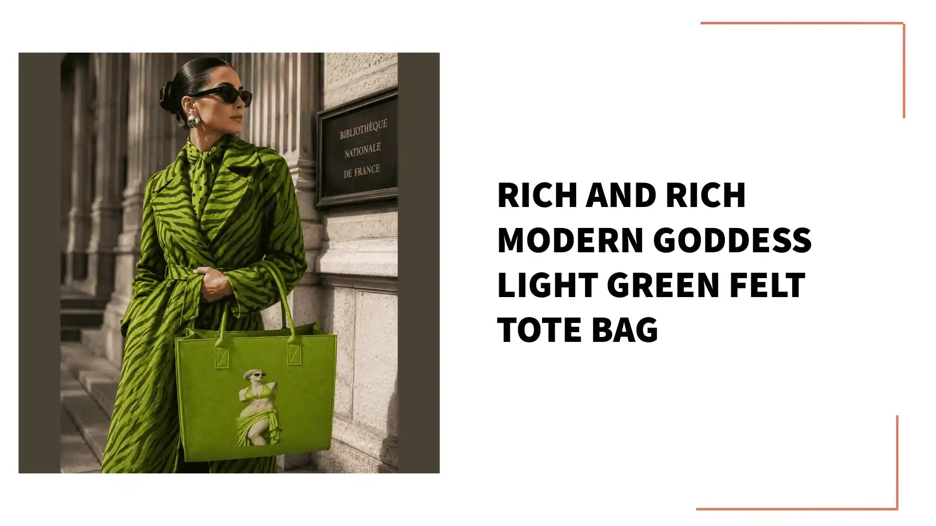 Rich and Rich Modern Goddess Light Green Felt Tote Bag by@Outfy