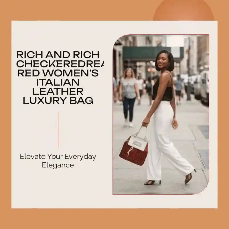 Rich and Rich CheckeredRealities Red Women&rsquo;s Italian Leather Luxury Bag by@Outfy