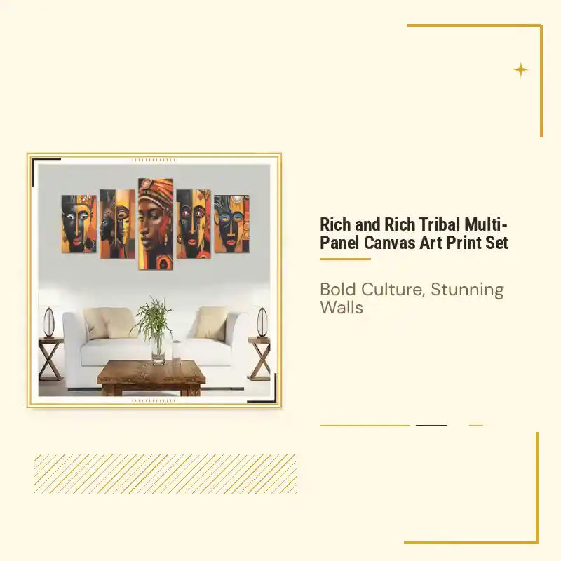 Rich and Rich Tribal Multi-Panel Canvas Art Print Set by@Outfy