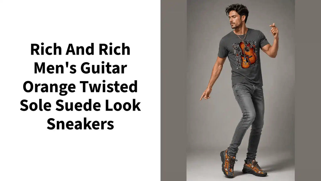 Rich and Rich Men's Guitar Orange Twisted Sole Suede Look Sneakers by@Outfy