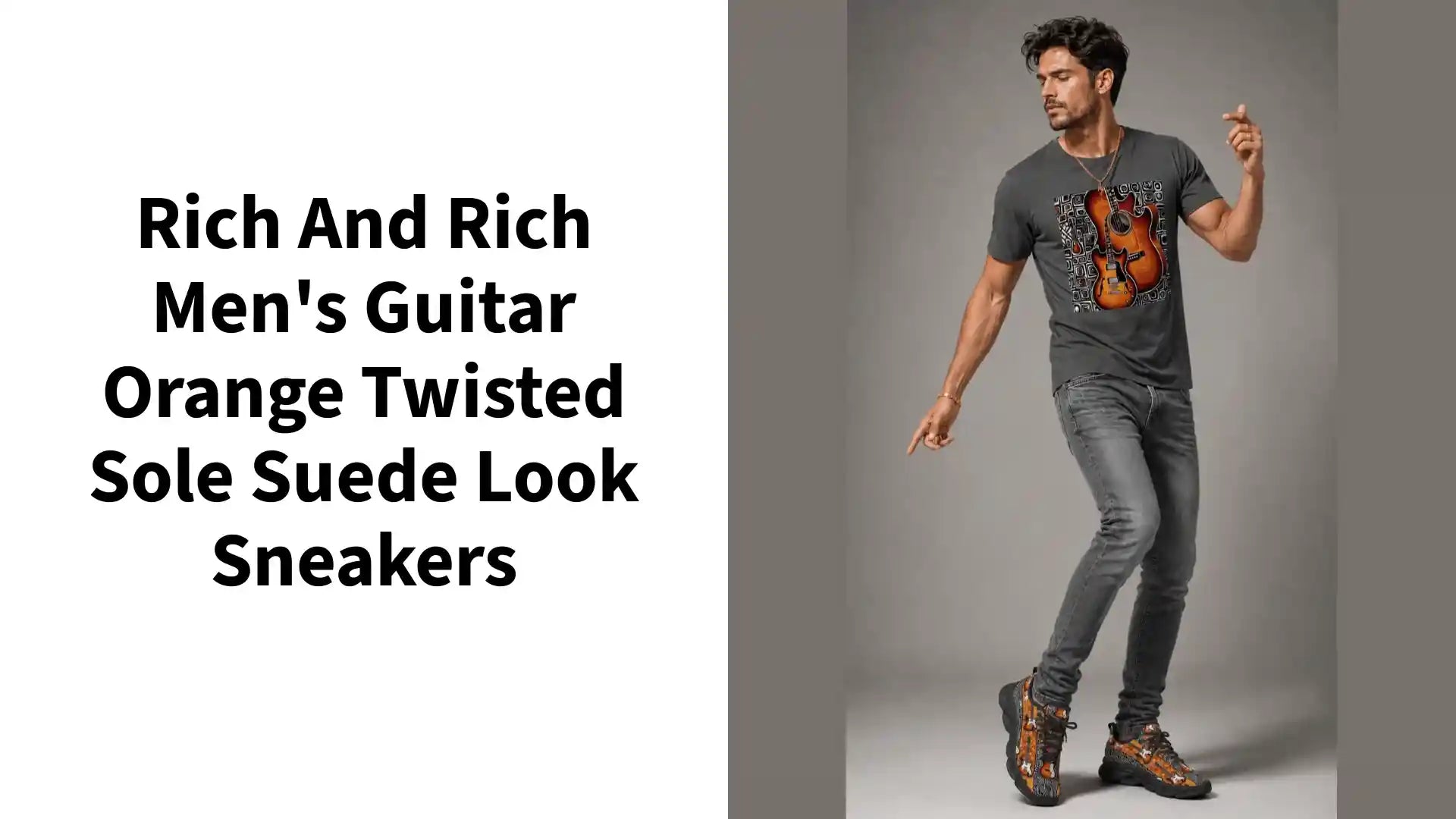 Rich and Rich Men's Guitar Orange Twisted Sole Suede Look Sneakers by@Outfy