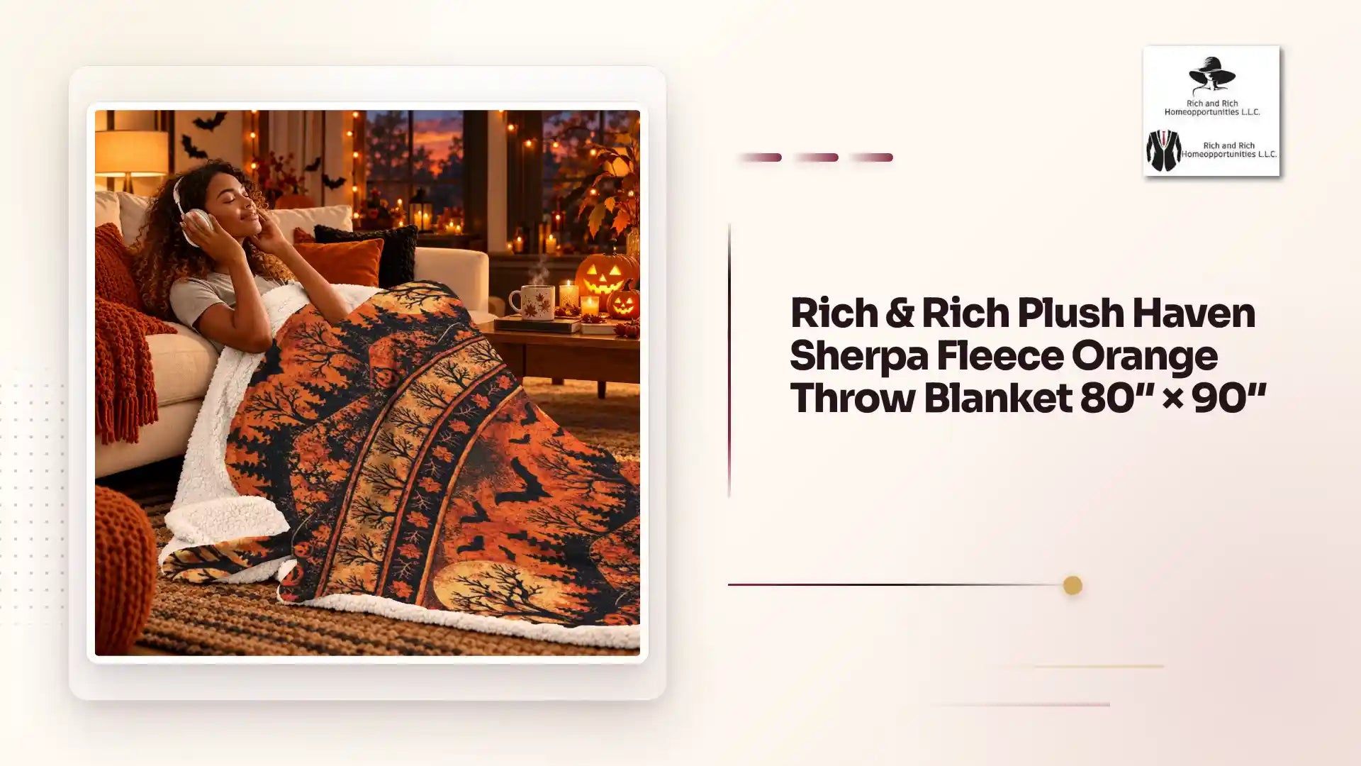 Rich &amp; Rich Plush Haven Sherpa Fleece Orange Throw Blanket 80&Prime; &times; 90&Prime; by@Outfy