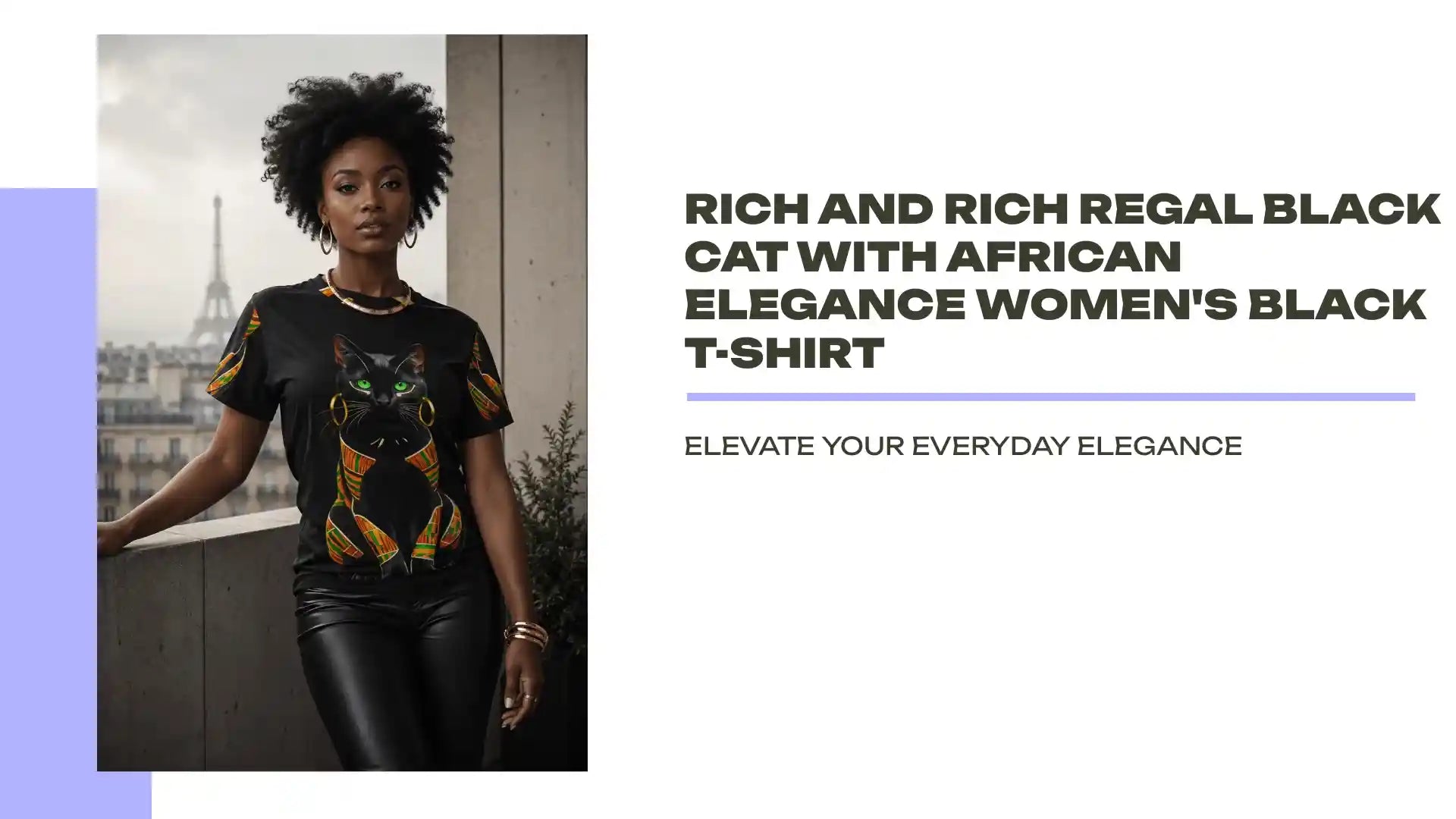 Rich and Rich Regal Black Cat with African Elegance Women's Black T-Shirt by@Outfy