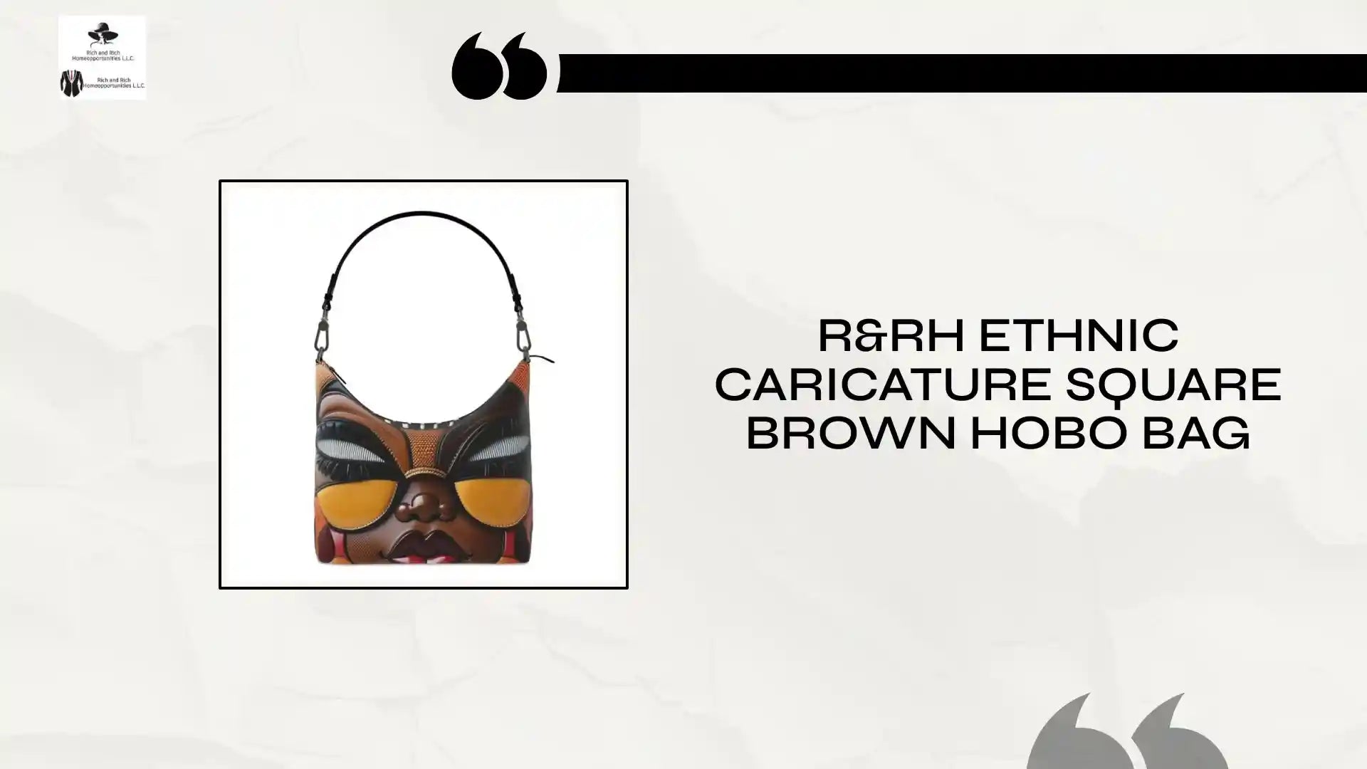 R&amp;RH Ethnic Caricature Square Brown Hobo Bag by@Outfy