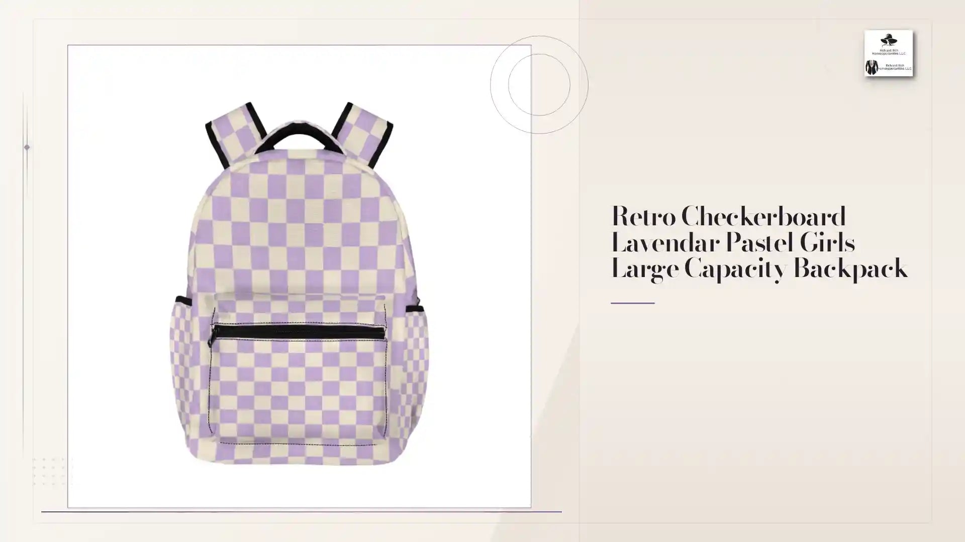 Retro Checkerboard Lavendar Pastel Girls Large Capacity Backpack by@Outfy
