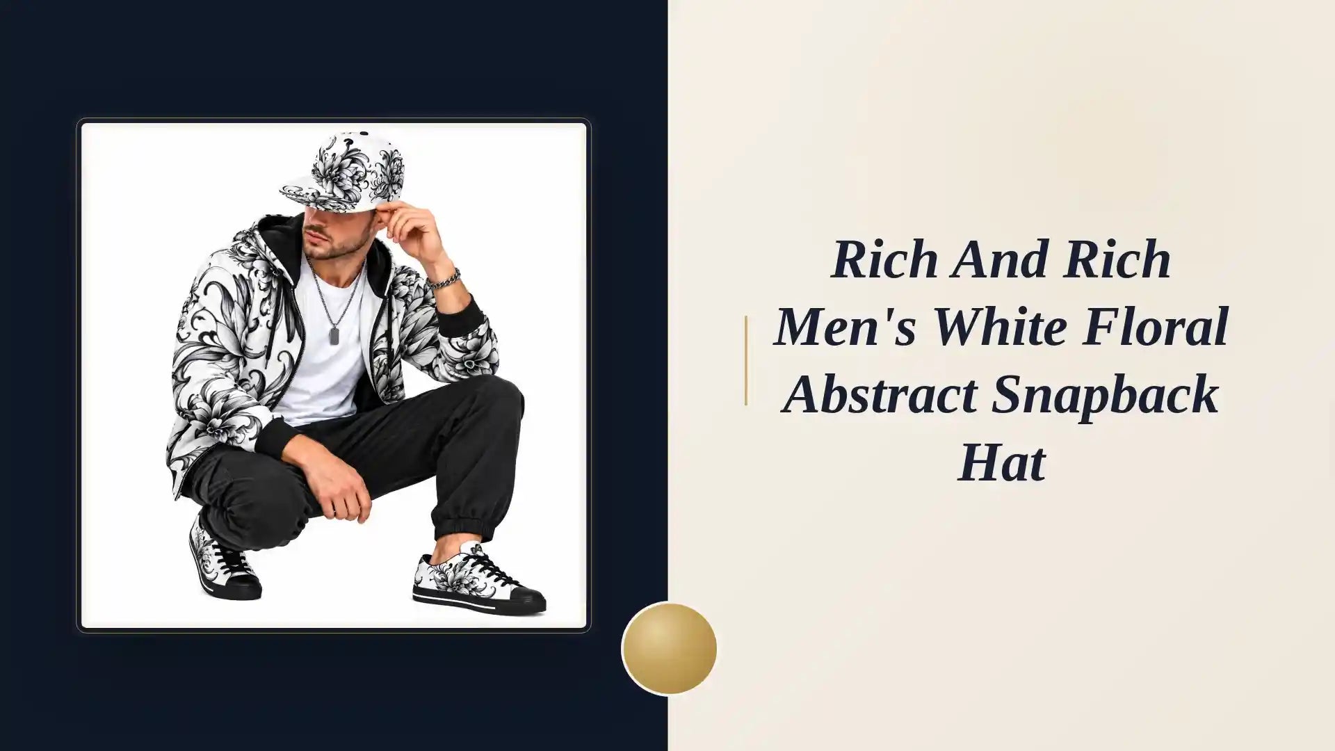 Rich and Rich Men's White Floral Abstract Snapback Hat by@Outfy