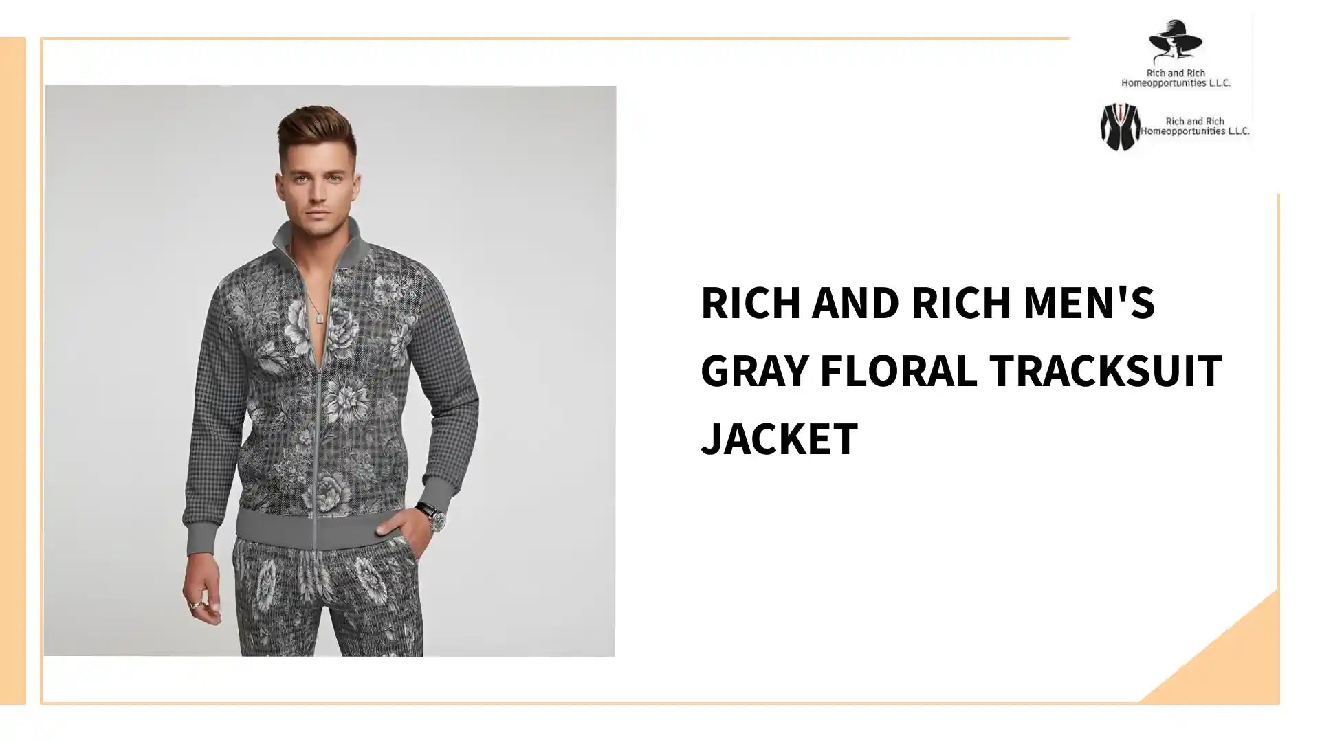 Rich and Rich Men's Gray Floral Tracksuit Jacket by@Outfy
