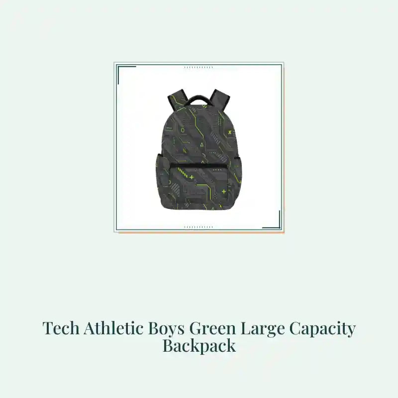 Tech Athletic Boys Green Large Capacity Backpack by@Outfy