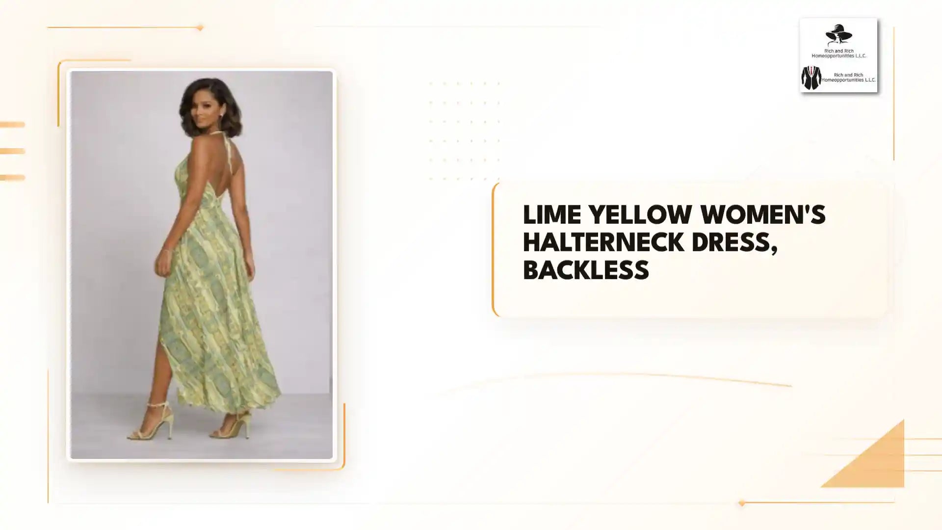 Lime Yellow Women's Halterneck Dress, Backless by@Outfy