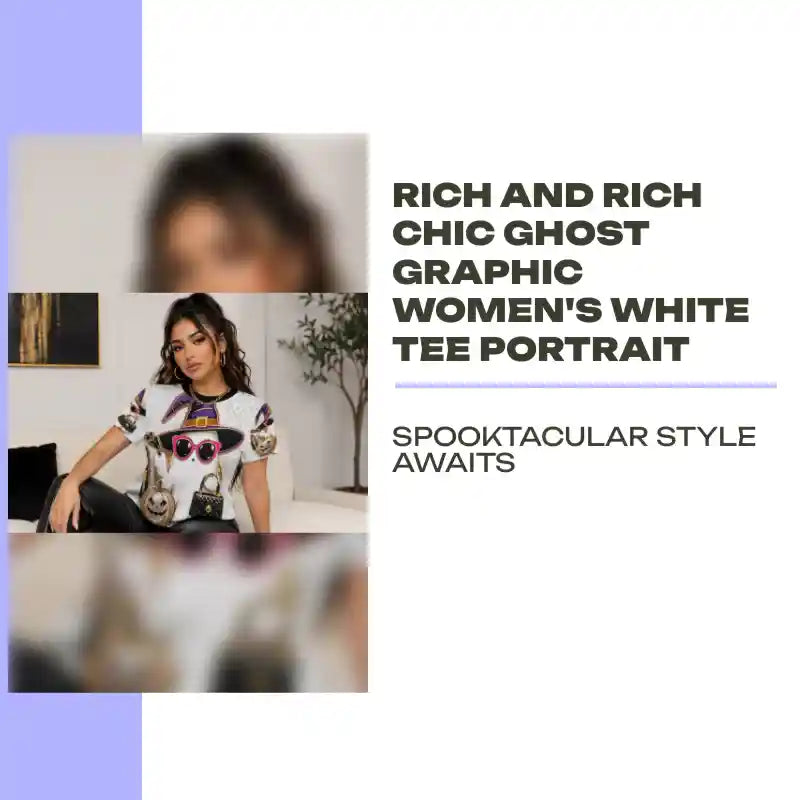 Rich and Rich Chic Ghost Graphic Women's White Tee Portrait by@Outfy