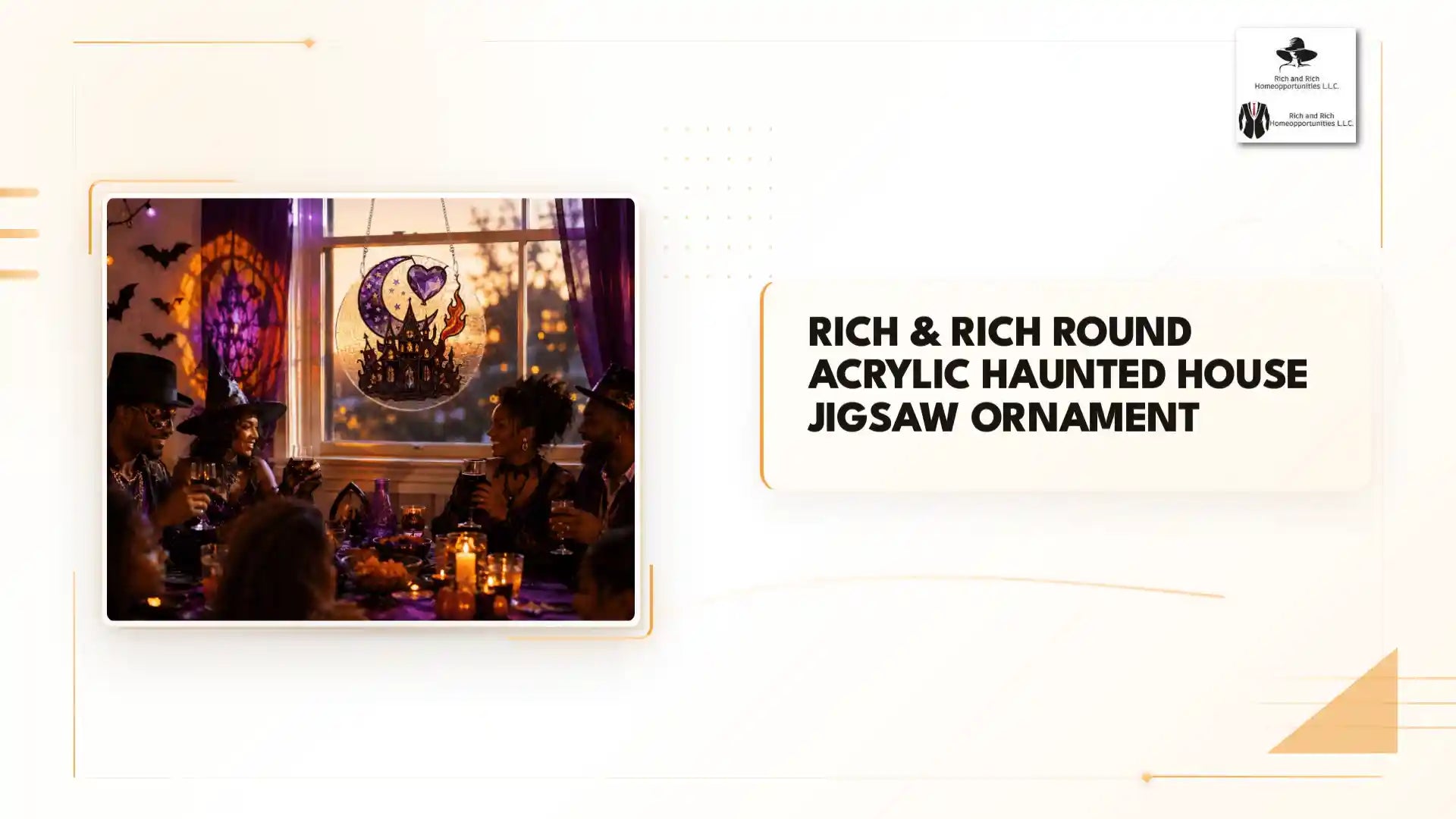 Rich &amp; Rich Round Acrylic Haunted House Jigsaw Ornament by@Outfy