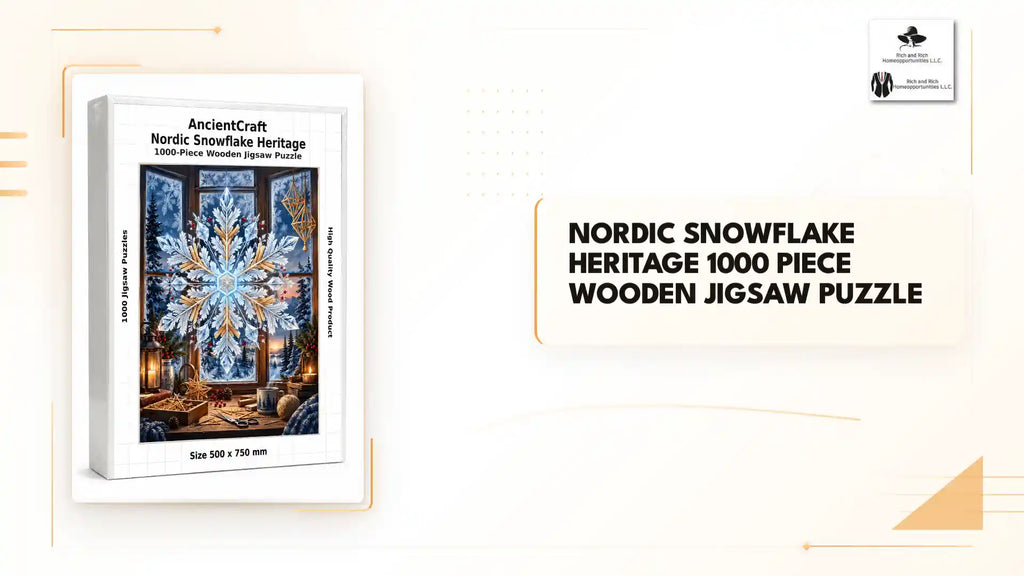 Nordic Snowflake Heritage 1000 Piece Wooden Jigsaw Puzzle by@Outfy