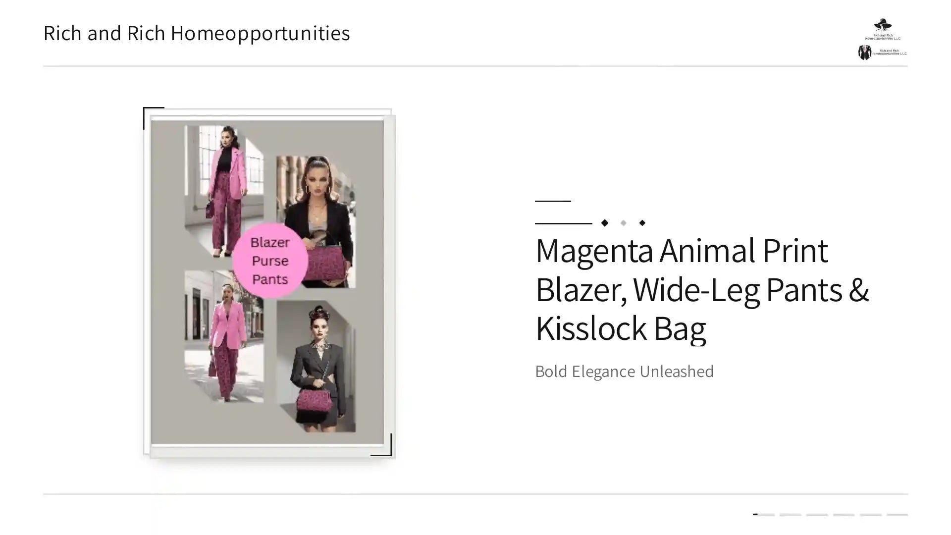 Magenta Animal Print Blazer, Wide-Leg Pants &amp; Kisslock Bag by@Outfy