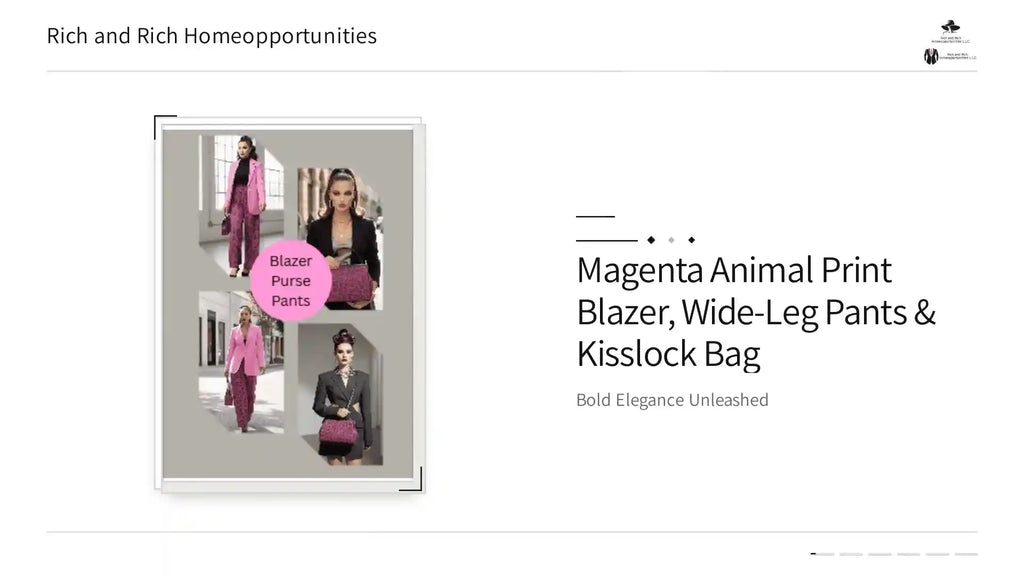 Magenta Animal Print Blazer, Wide-Leg Pants & Kisslock Bag by@Outfy