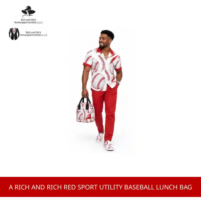 A Rich and Rich Red Sport Utility Baseball Lunch Bag by@Outfy