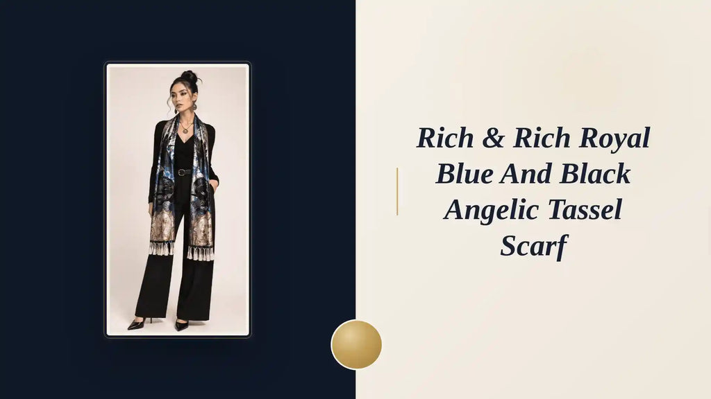 Rich & Rich Royal Blue and Black Angelic Tassel Scarf by@Outfy