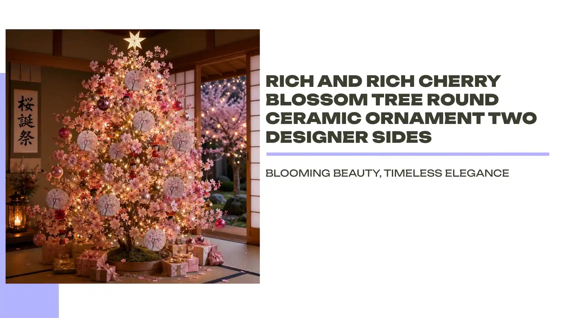 Rich and Rich Cherry Blossom Tree Round Ceramic Ornament Two Designer Sides by@Outfy