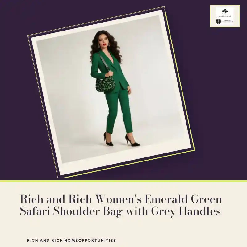 Rich and Rich Women's Emerald Green Safari Shoulder Bag with Grey Handles by@Outfy