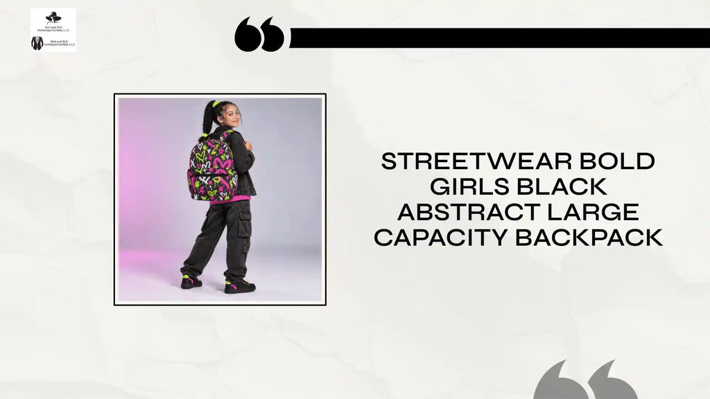 Streetwear Bold Girls Black Abstract Large Capacity Backpack by@Outfy