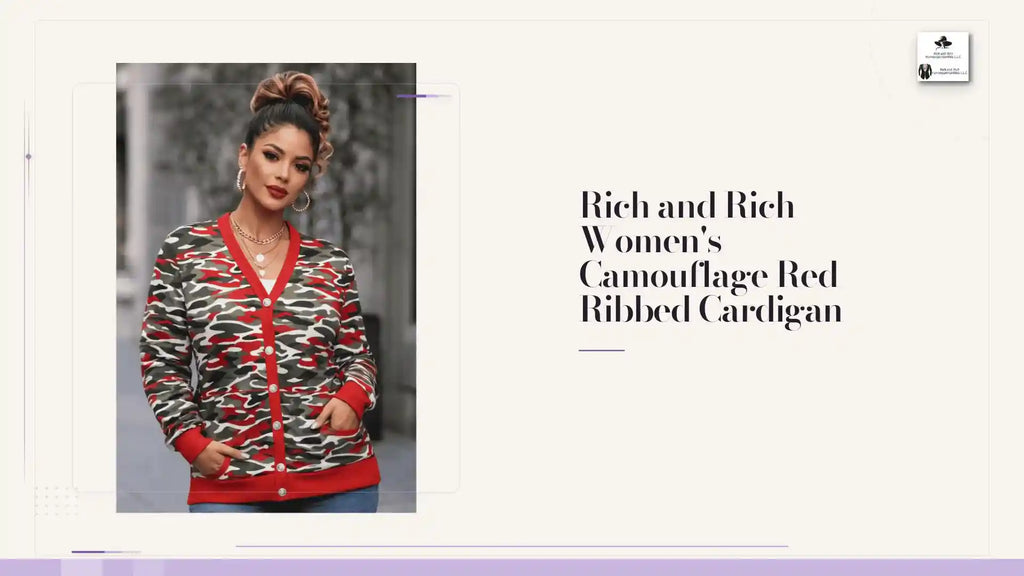 Rich and Rich Women's Camouflage Red Ribbed Cardigan by@Outfy