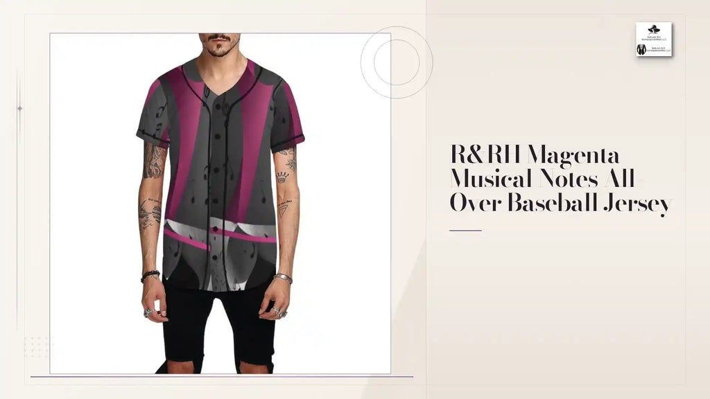 R&RH Magenta Musical Notes All-Over Baseball Jersey by@Outfy