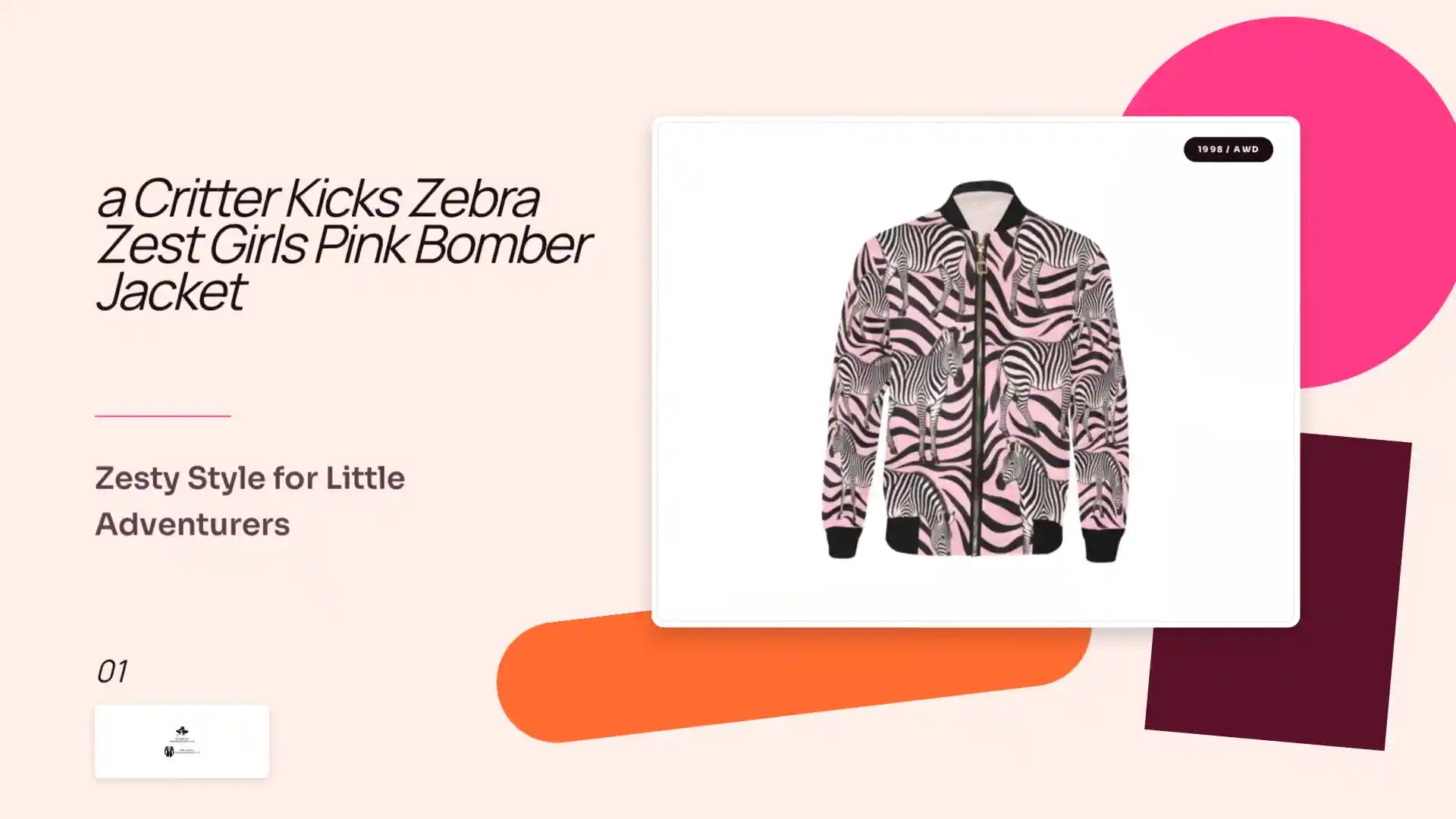 a Critter Kicks Zebra Zest Girls Pink Bomber Jacket by@Outfy