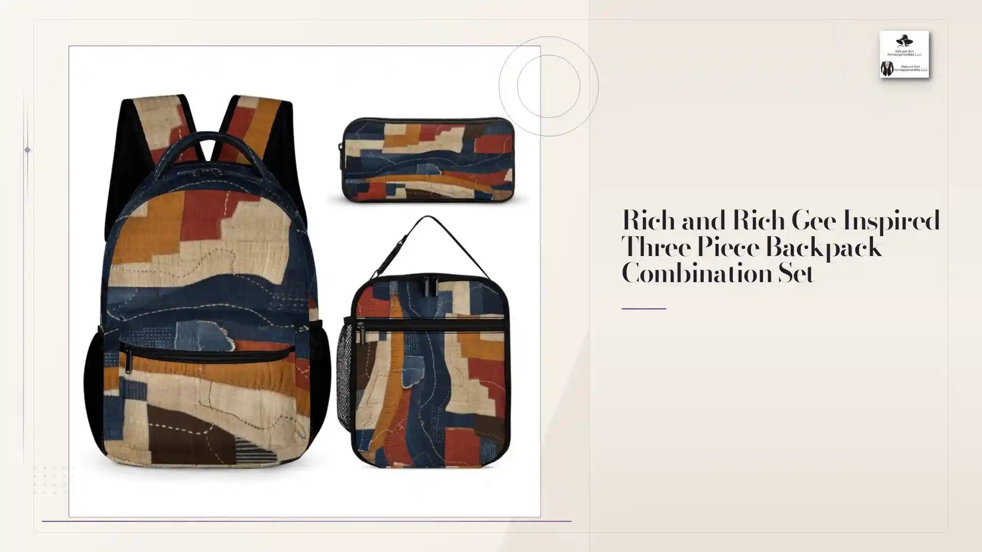 Rich and Rich Gee Inspired Three Piece Backpack Combination Set by@Outfy
