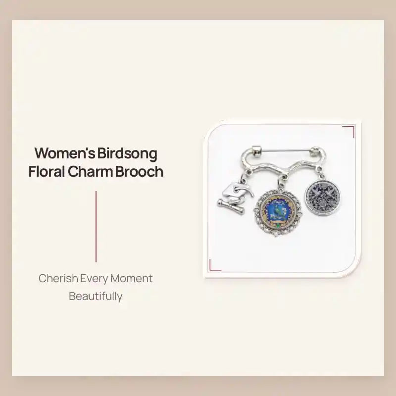 Women's Birdsong Floral Charm Brooch by@Outfy