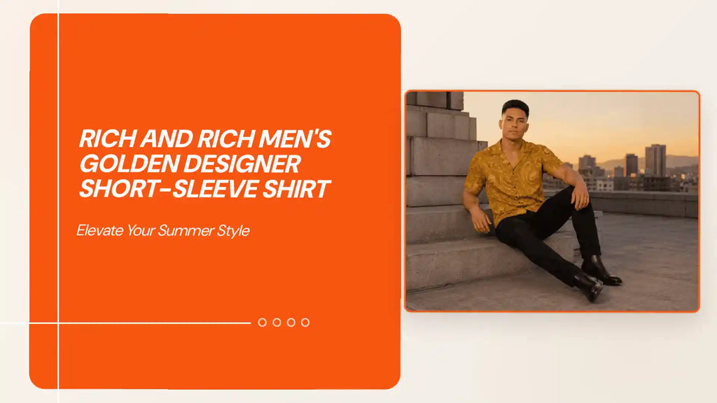 Rich and Rich Men's Golden Designer Short-Sleeve Shirt by@Outfy