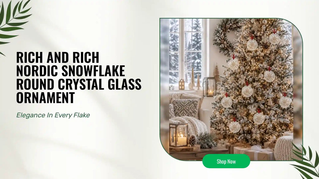 Rich and Rich Nordic Snowflake Round Crystal Glass Ornament by@Outfy