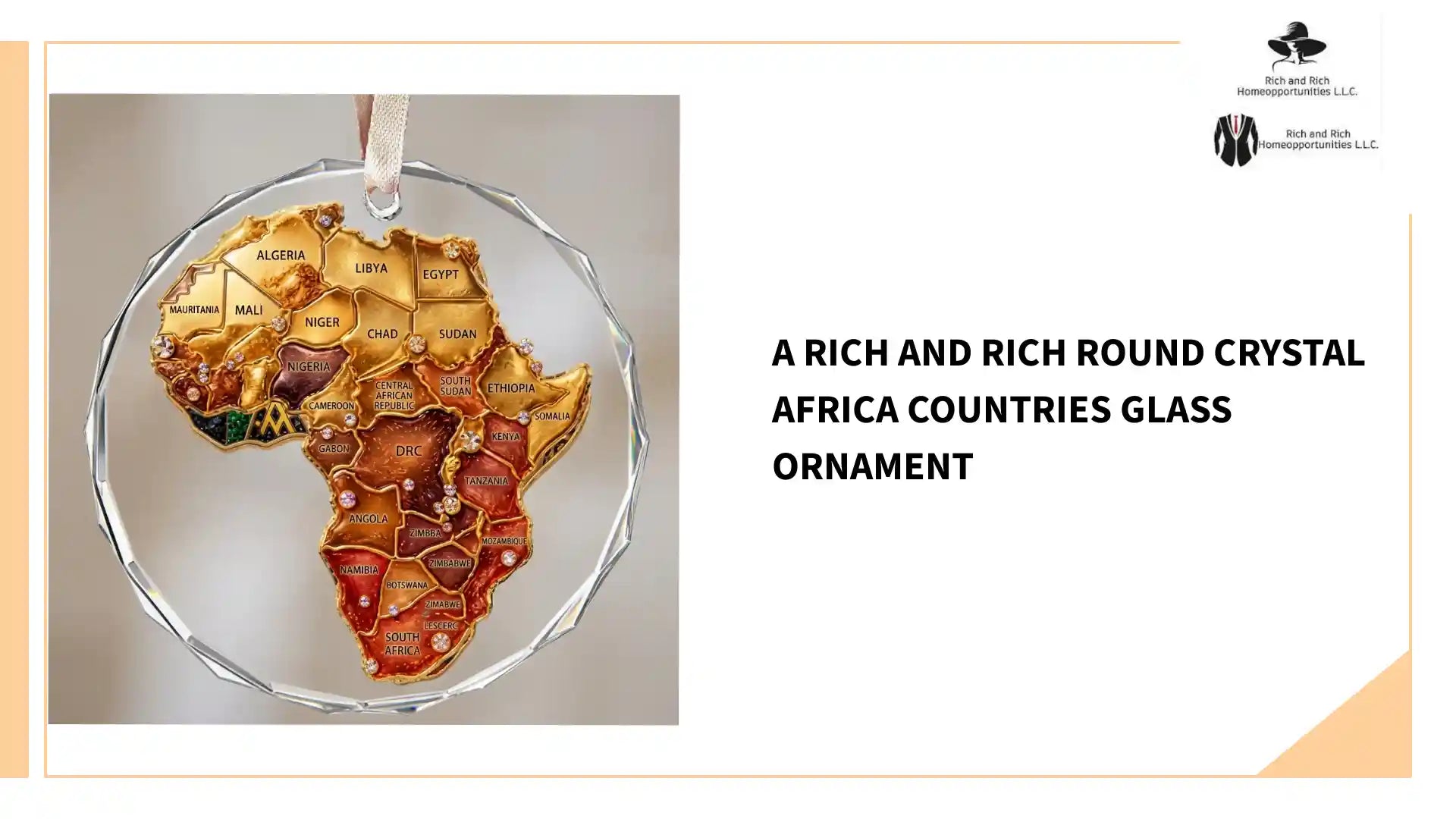 A Rich and Rich Round Crystal Africa Countries Glass Ornament by@Outfy