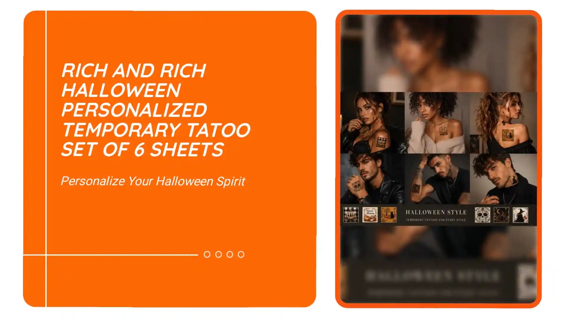 Rich and Rich Halloween Personalized Temporary Tatoo Set of 6 Sheets by@Outfy