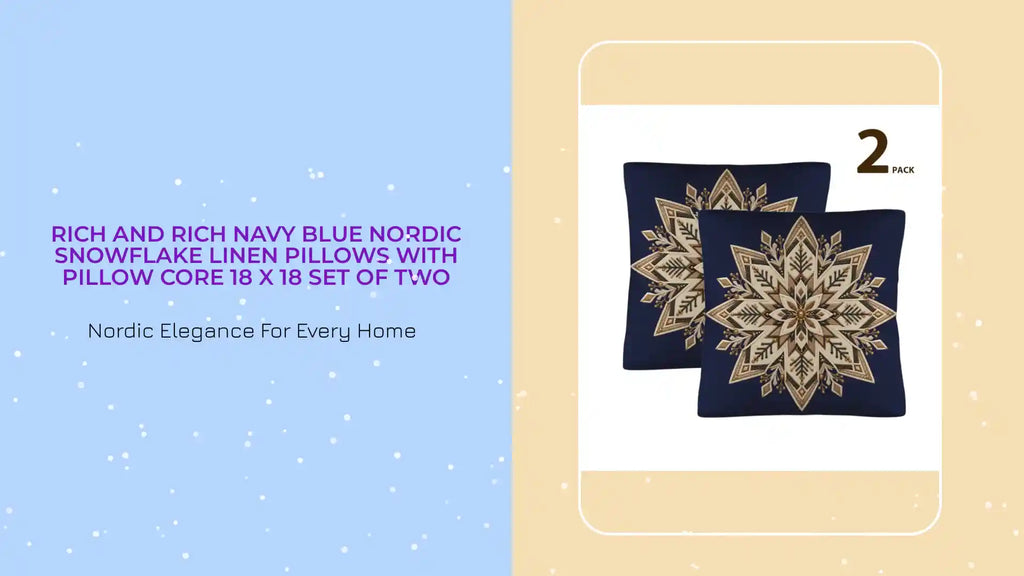 Rich and Rich Navy Blue Nordic Snowflake Linen Pillows with Pillow Core 18 x 18 Set of Two by@Outfy