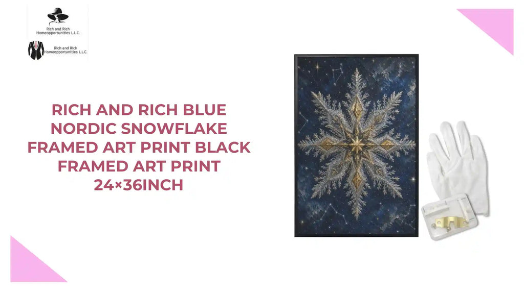 Rich and Rich Blue Nordic Snowflake Framed Art Print Black Framed Art Print 24&times;36inch by@Outfy